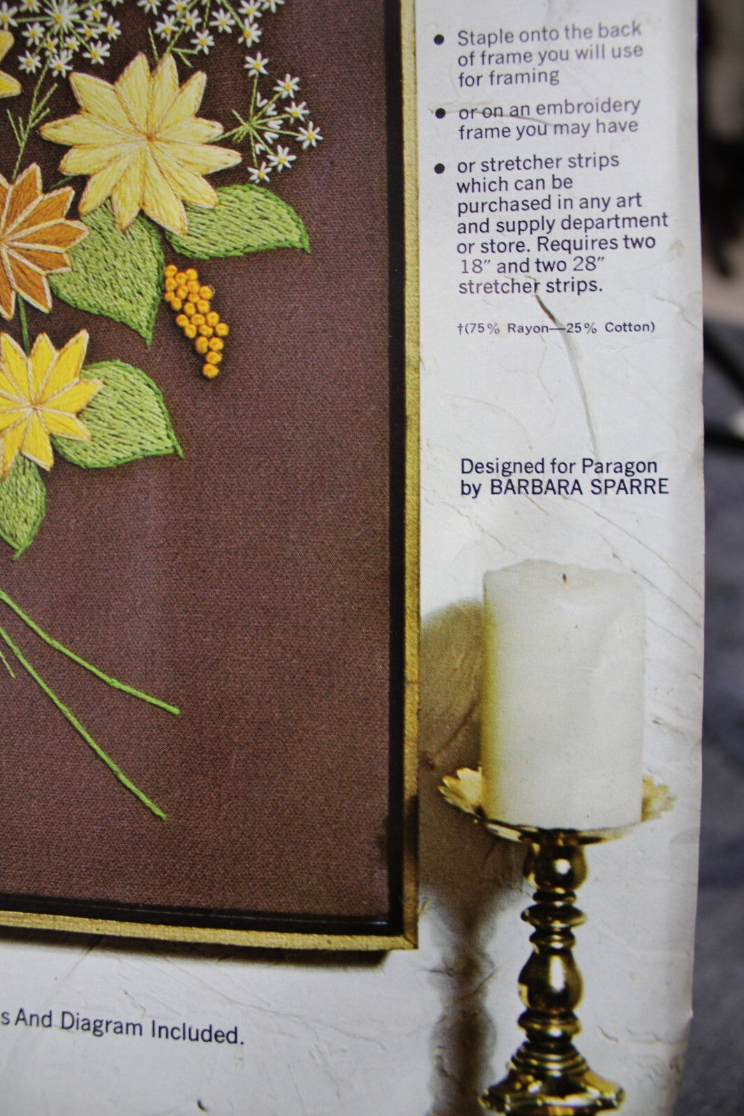 GOLDENROD Crewel Embroidery Kit Boho Hippie Floral Vtg Paragon Stitchery 0411