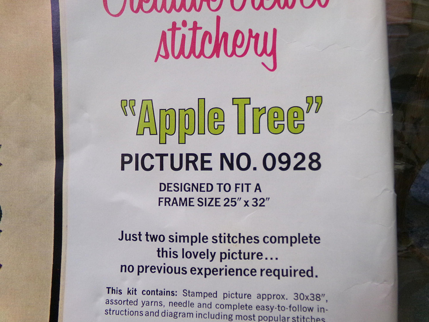 APPLE TREE Stitchery Kit Rare Vintage Paragon Creative Crewel Embroidery Hippie Wall Hanging Design #0928, by John Hurter