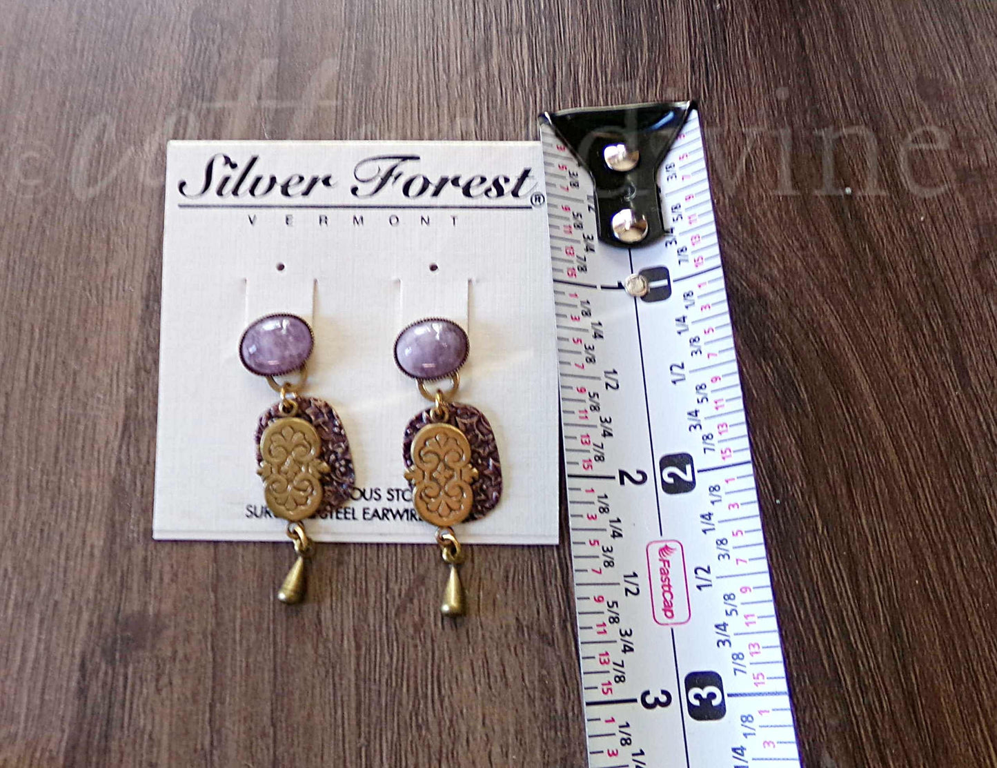 Amethyst Ivy Pierced Dangle Earrings, Artsy Boho Vintage Style Silver Forest Vermont Design, Semi-Precious Stones