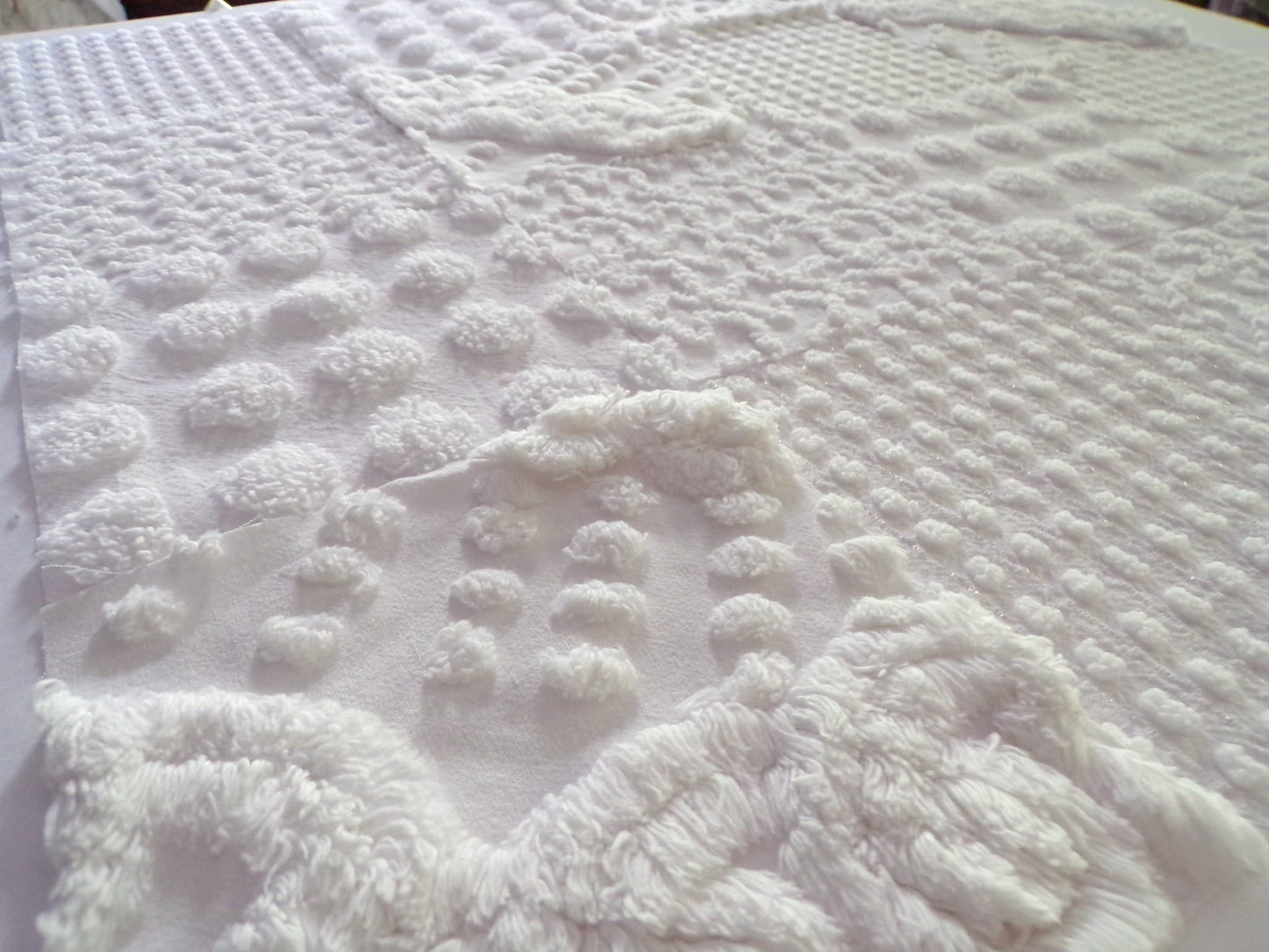 White Chenille Fabric Squares Set, "Let it Snow" 16 Vintage Quilt Blocks, 6" inch