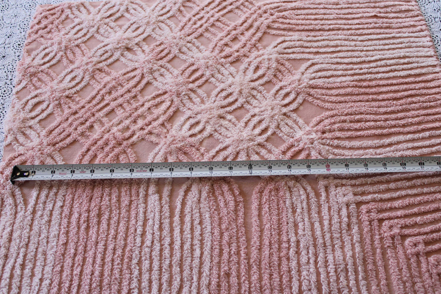 Blush Pink Nostalgia Vintage Chenille Quilt Fabric, 20" x 24" inch Piece, Pretty for Quilts & Pillows