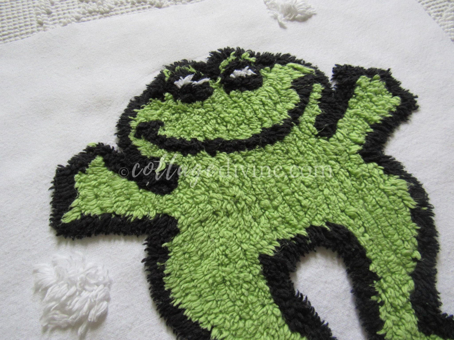 Jumping for Joy Frog Retro Vintage Novelty Chenille FABRIC PIECE, 12.5" square