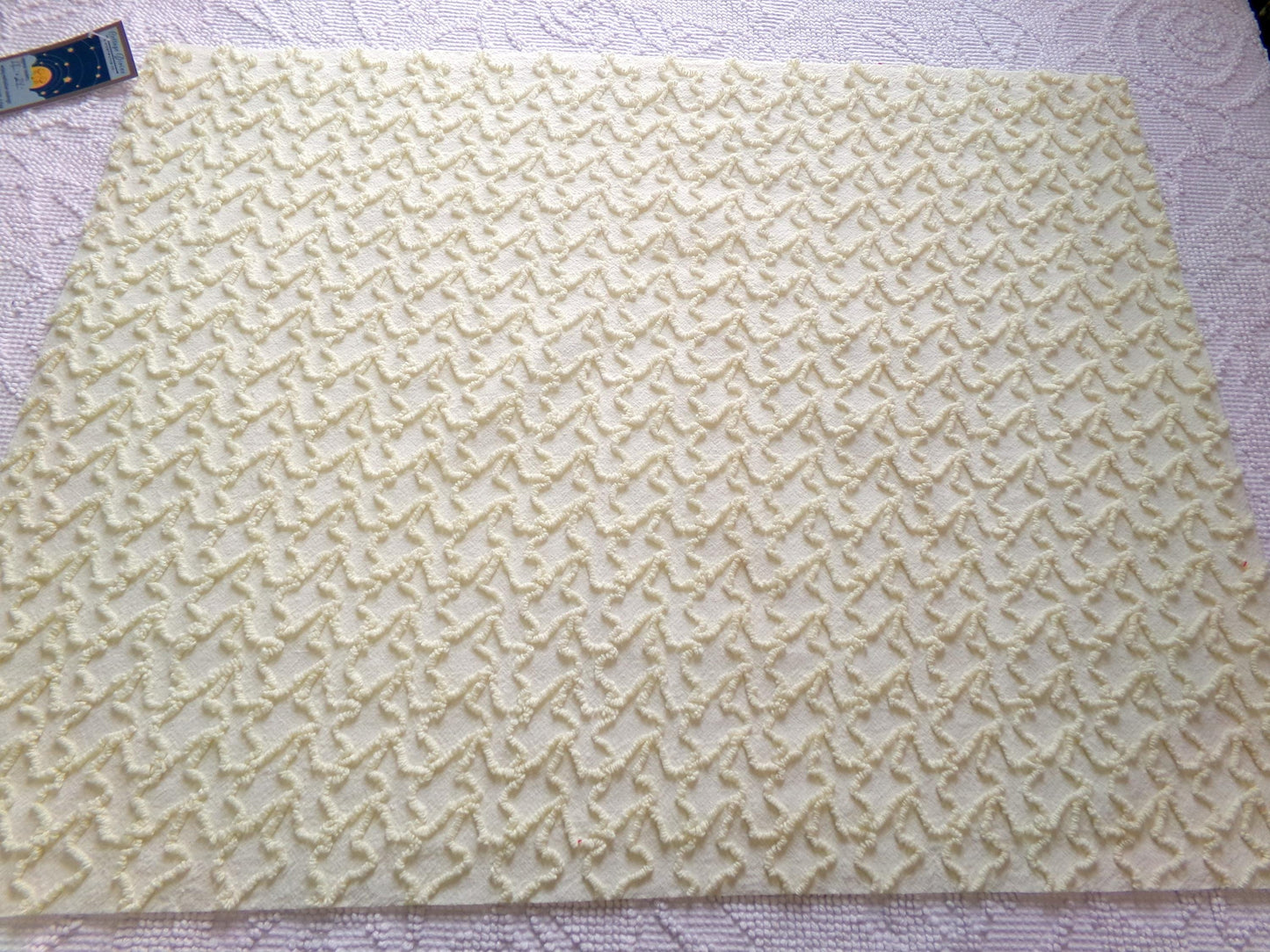 Vintage Yellow Squiggle Chenille Fabric, Gentle Sunny Buttercup 18" x 24" Piece of Sewing & Quilt Material