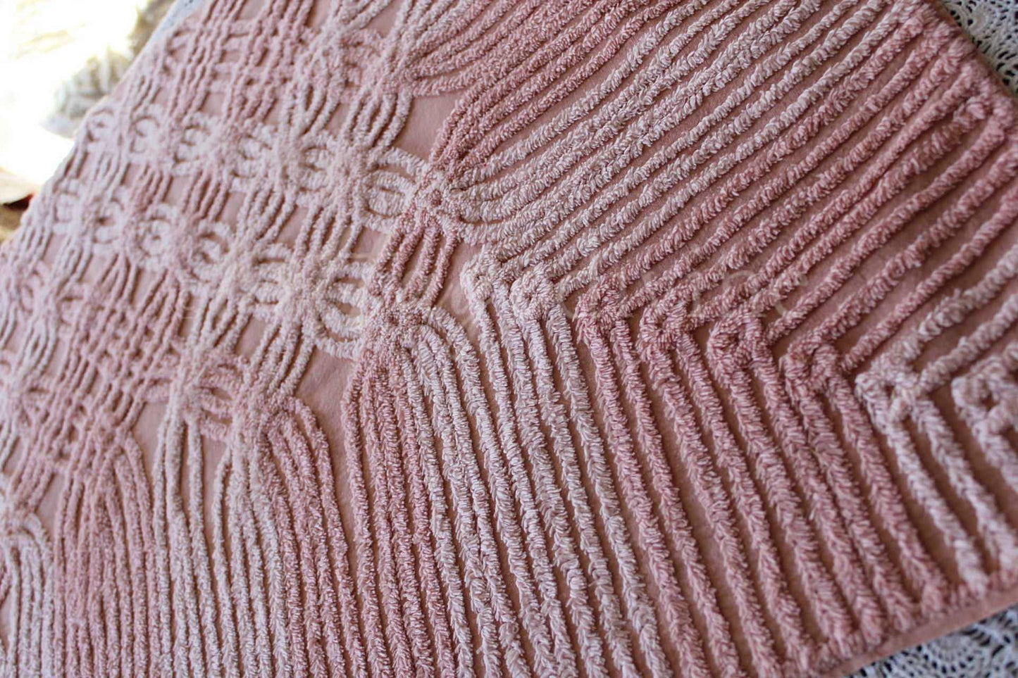 Blush Pink Nostalgia Vintage Chenille Quilt Fabric, 20" x 24" inch Piece, Pretty for Quilts & Pillows