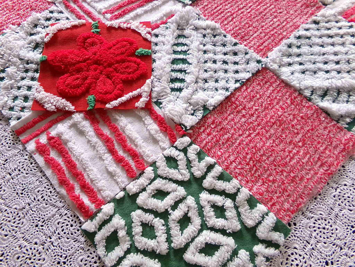 Merry Christmas Quilt Squares, Craft Square Set 17 Blocks in shades of holiday red, green & white, 6" x 6" inch for Xmas stockings, quilts