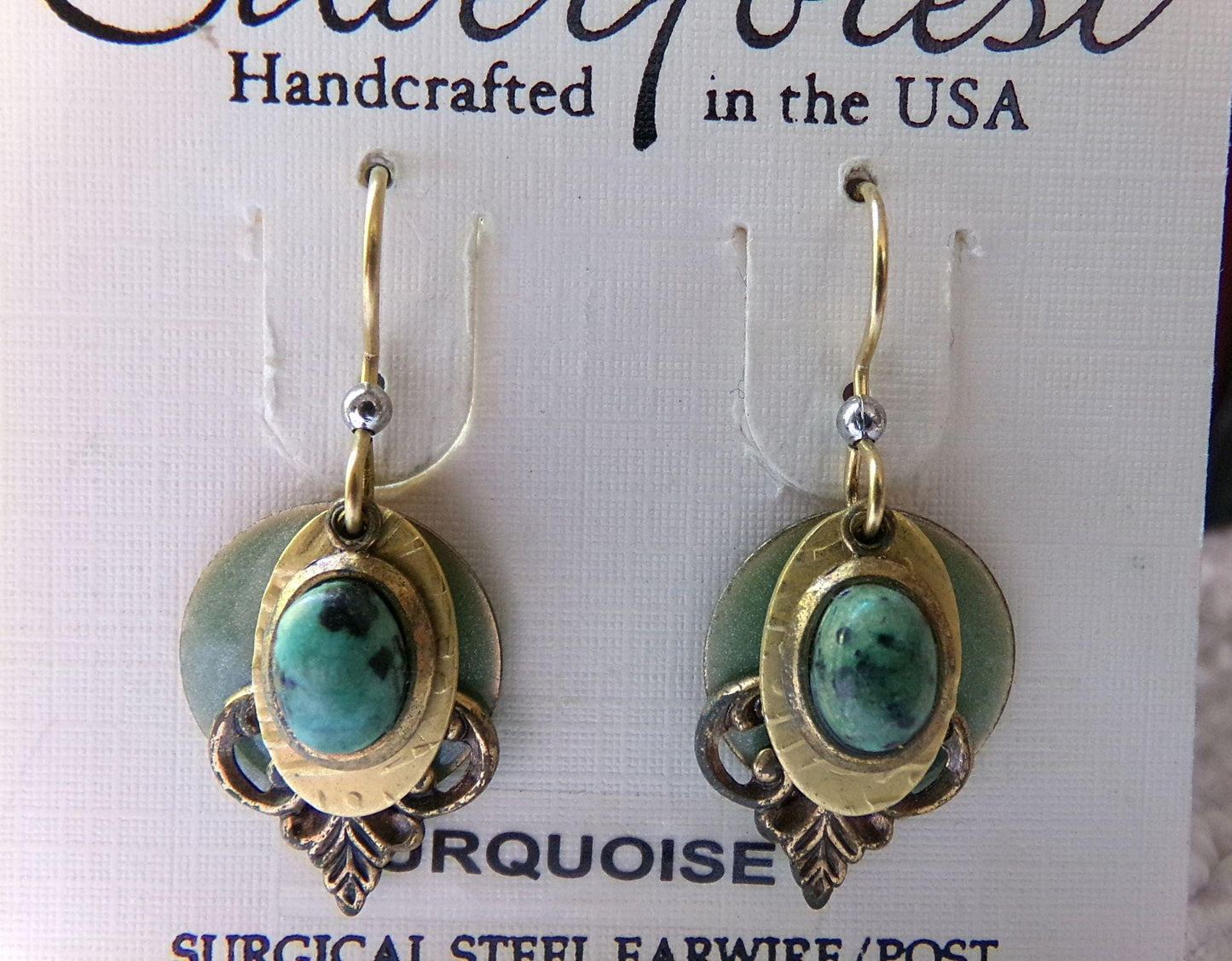 turquoise pierced layered dangle earrings, boho vintage style Silver Forest jewelry