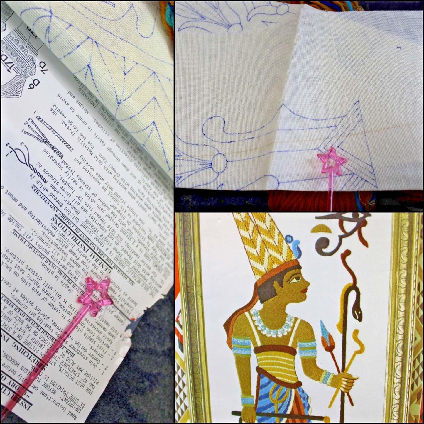 GLORY OF EGYPT Vtg Crewel Embroidery Kit Paragon 0720 Egyptian Wall Hanging
