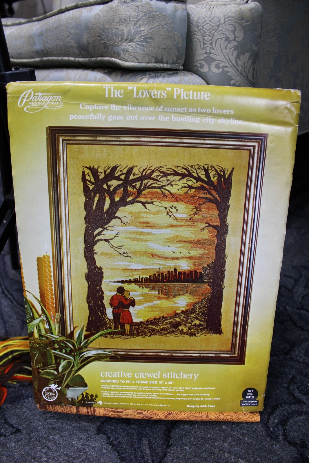 Vtg THE LOVERS Crewel Embroidery Kit Hippie Romance Paragon Stitchery 0319