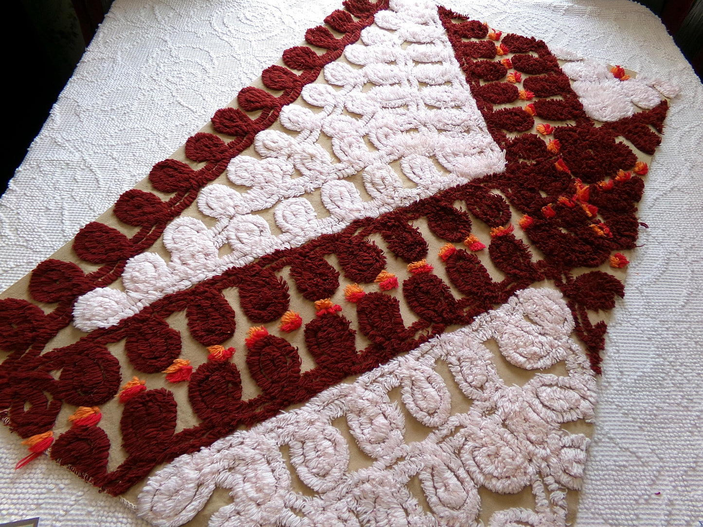 cinnamon swirl vintage chenille fabric: plush boho sewing material, quality 18" x 28" cotton