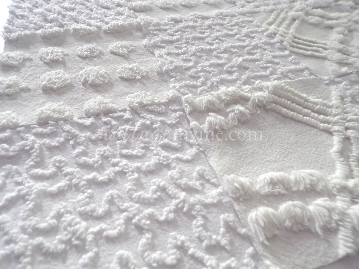 Chenille Quilt Squares Set, "Timeless White," from Vintage Bedspread Fabric, 16 Blocks, 6" inch