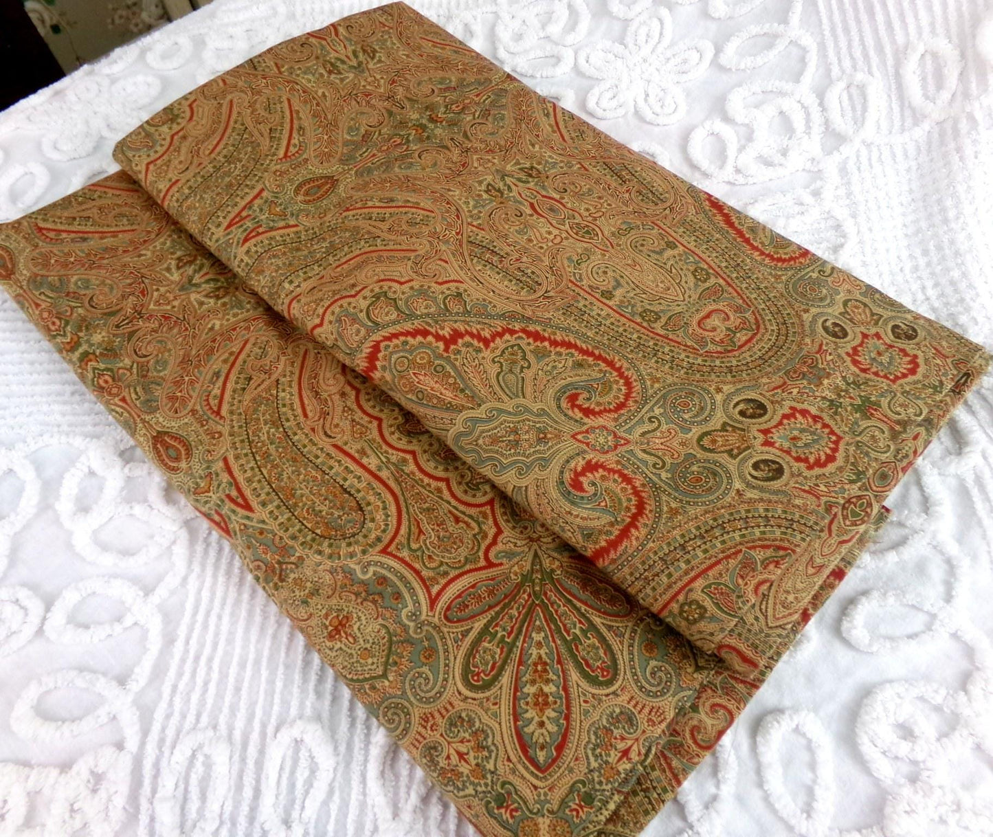 Ralph Lauren Gladwyne Ochre Curtain Panels, Library Chic Luxurious Vintage Window Drapery Pair in Sophisticated Paisley, USA Made