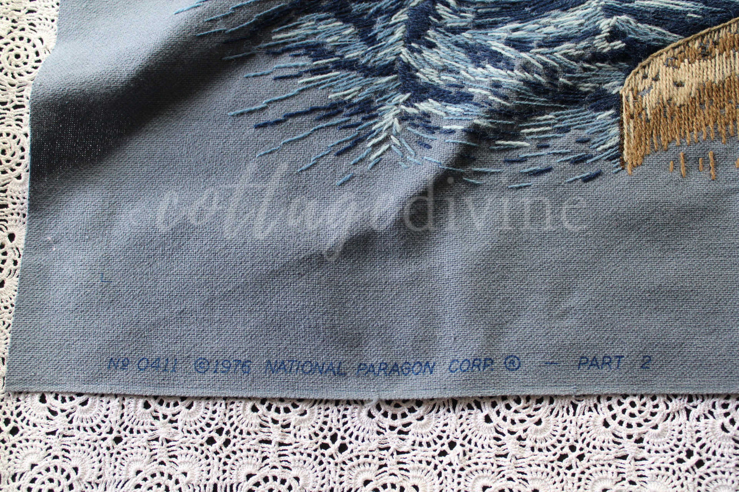 Vintage THE MERMAID Finished 1970s Embroidery Piece, Completed Paragon Crewel Stitchery 0411, Adele Veres