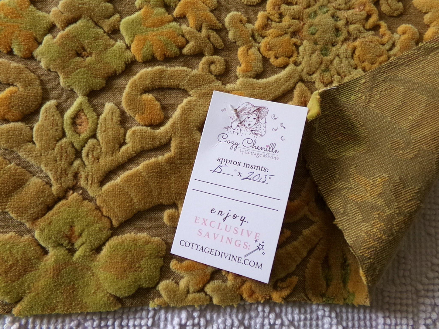 earthtones cut velvet fabric, distressed vintage Bates tapestry style chenille material, 20.5" x 15" piece, popular in boho bags