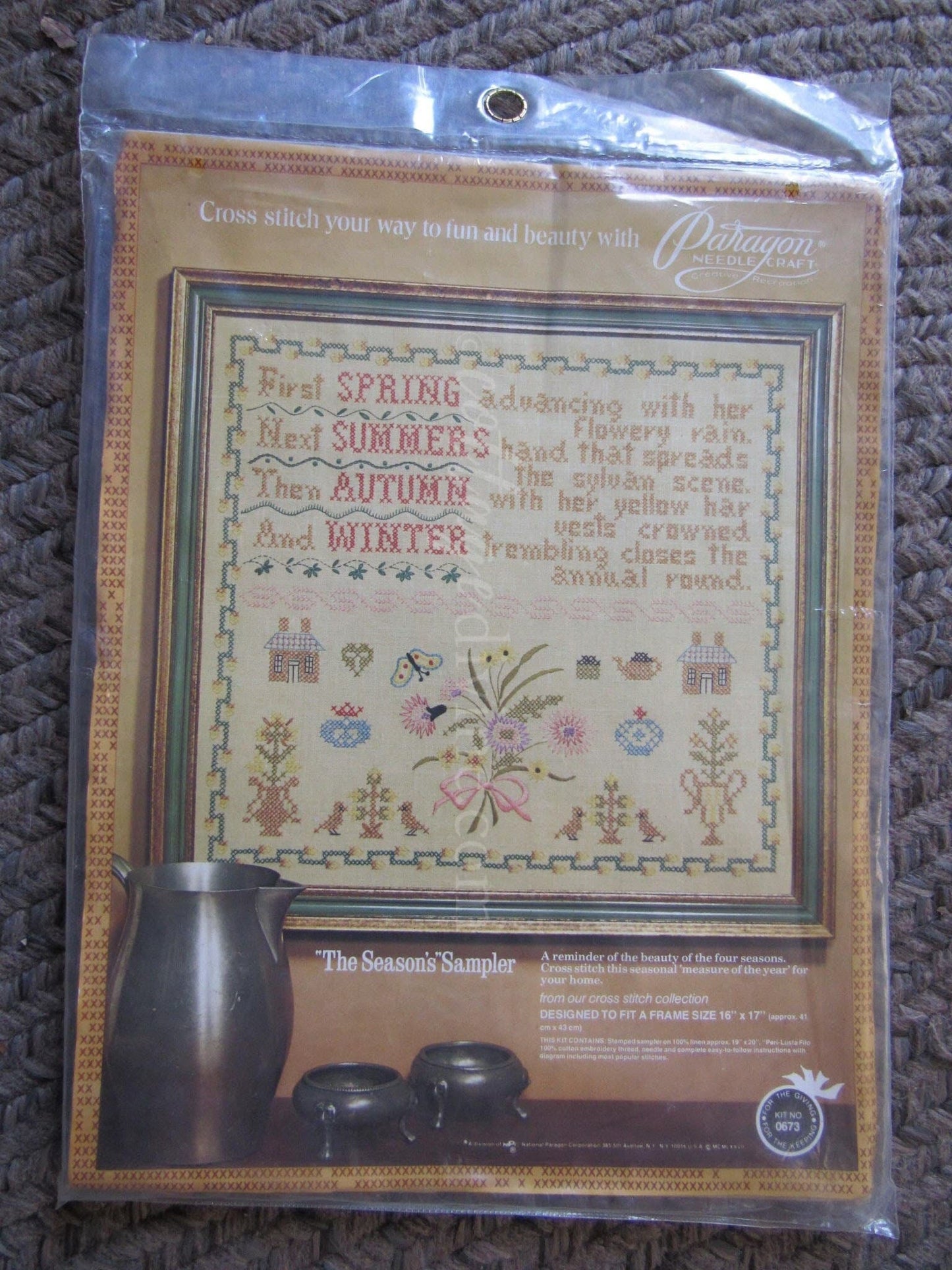 The Season's Sampler Vintage Paragon Cross Stitch Embroidery Kit # 0673