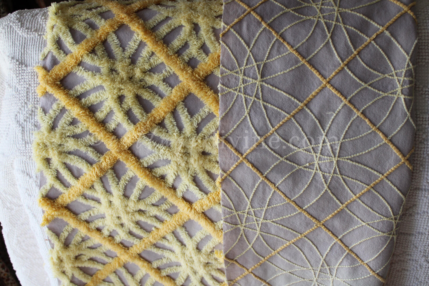 Cosmic Starburst Vintage Chenille Quilt Fabric, 24" x 20" inch Piece, Very Unique