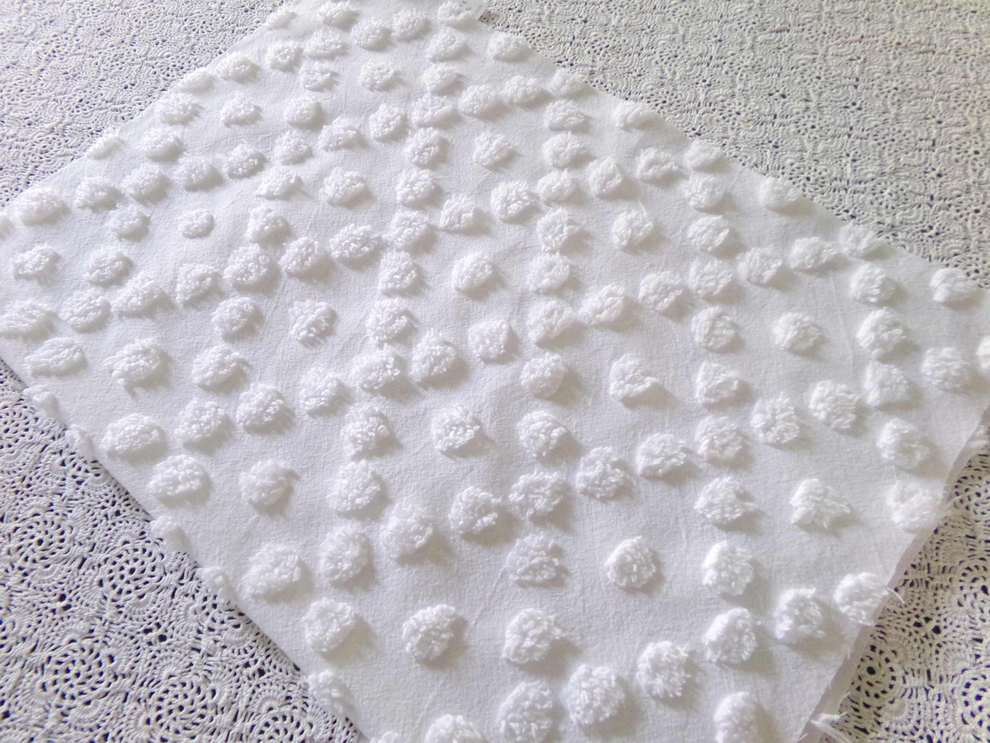 Diamond Dot Chenille Fabric, 19" x 28" inch vintage style piece, simple modern pattern for quilts & crafting