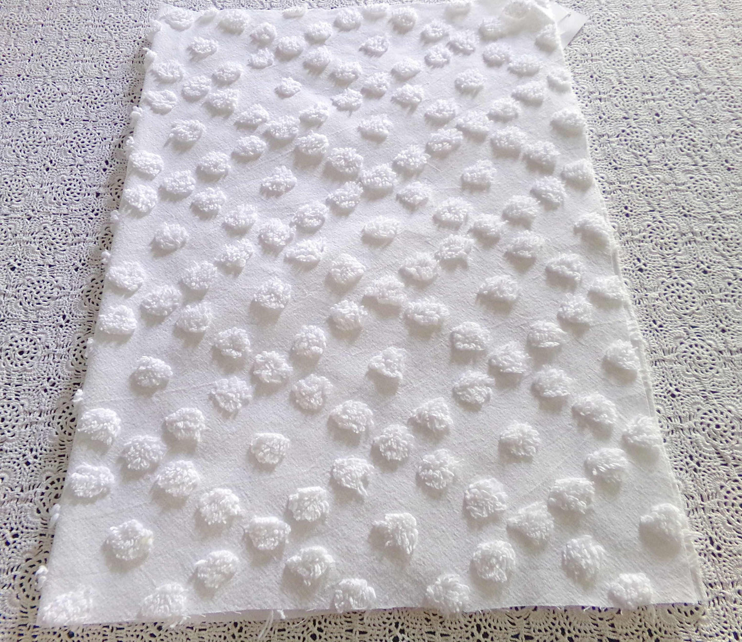 Diamond Dot Chenille Fabric, 19" x 28" inch vintage style piece, simple modern pattern for quilts & crafting