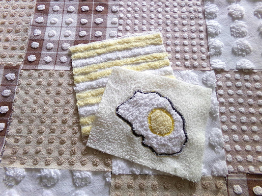Novelty Chenille Fabric Squares Set, "Retro Diner" 16 Vintage Quilt Blocks, 6" x 6" inches each, for Quilting, Sewing, DIY Pillows