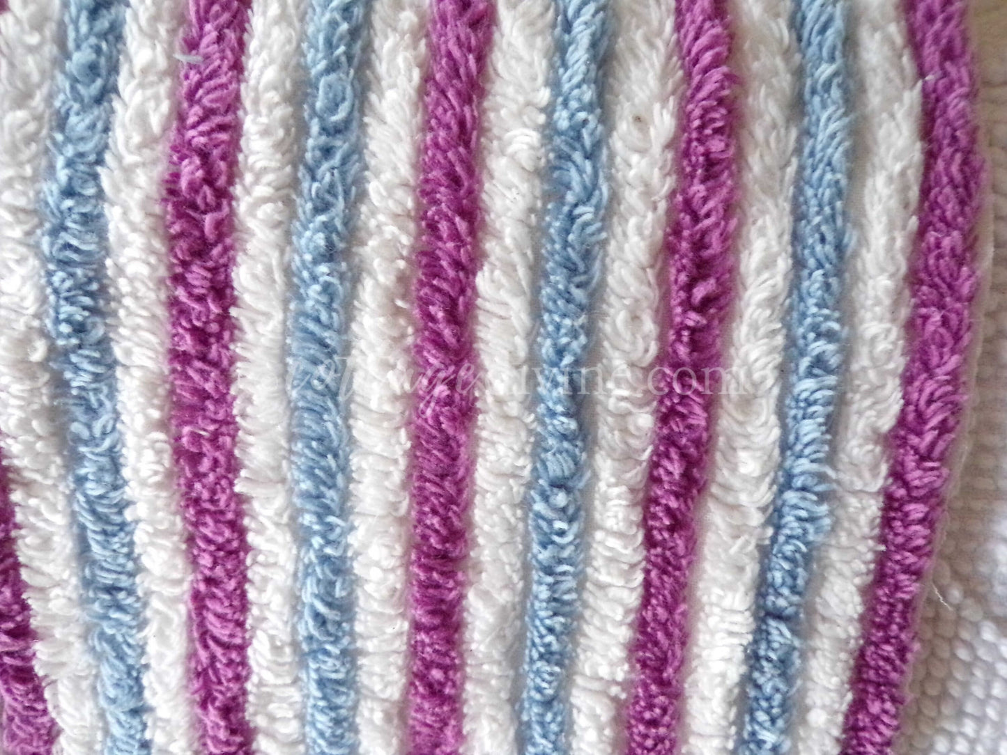 Blue Raspberry Striped Vintage Chenille Fabric, 18" x 24" Piece, Soft Plush Stripes