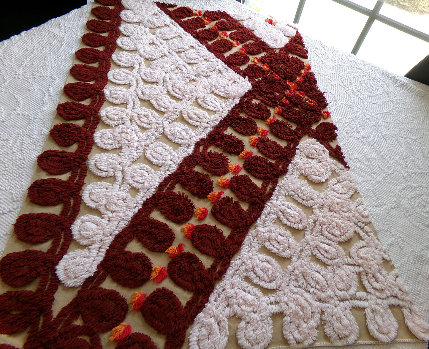 cinnamon swirl vintage chenille fabric: plush boho sewing material, quality 18" x 28" cotton