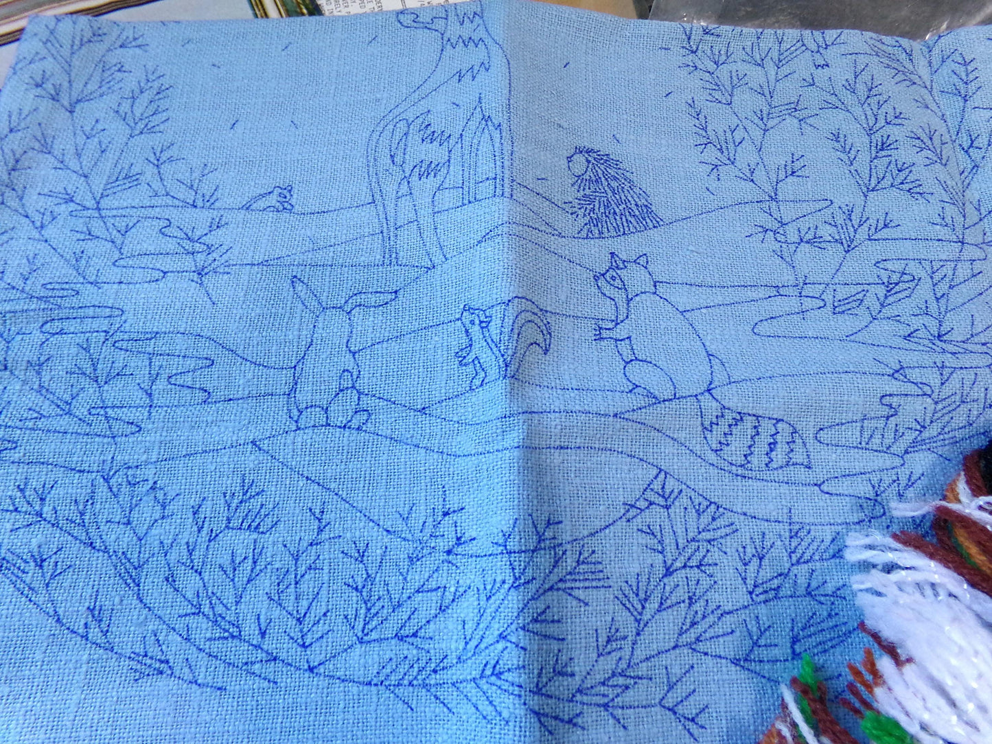 WOODLAND WATCH Vintage Crewel Embroidery Kit, Whimsical Winter Wonderland Nature Scene, Paragon Needlecraft 0615, Polly Gottfried