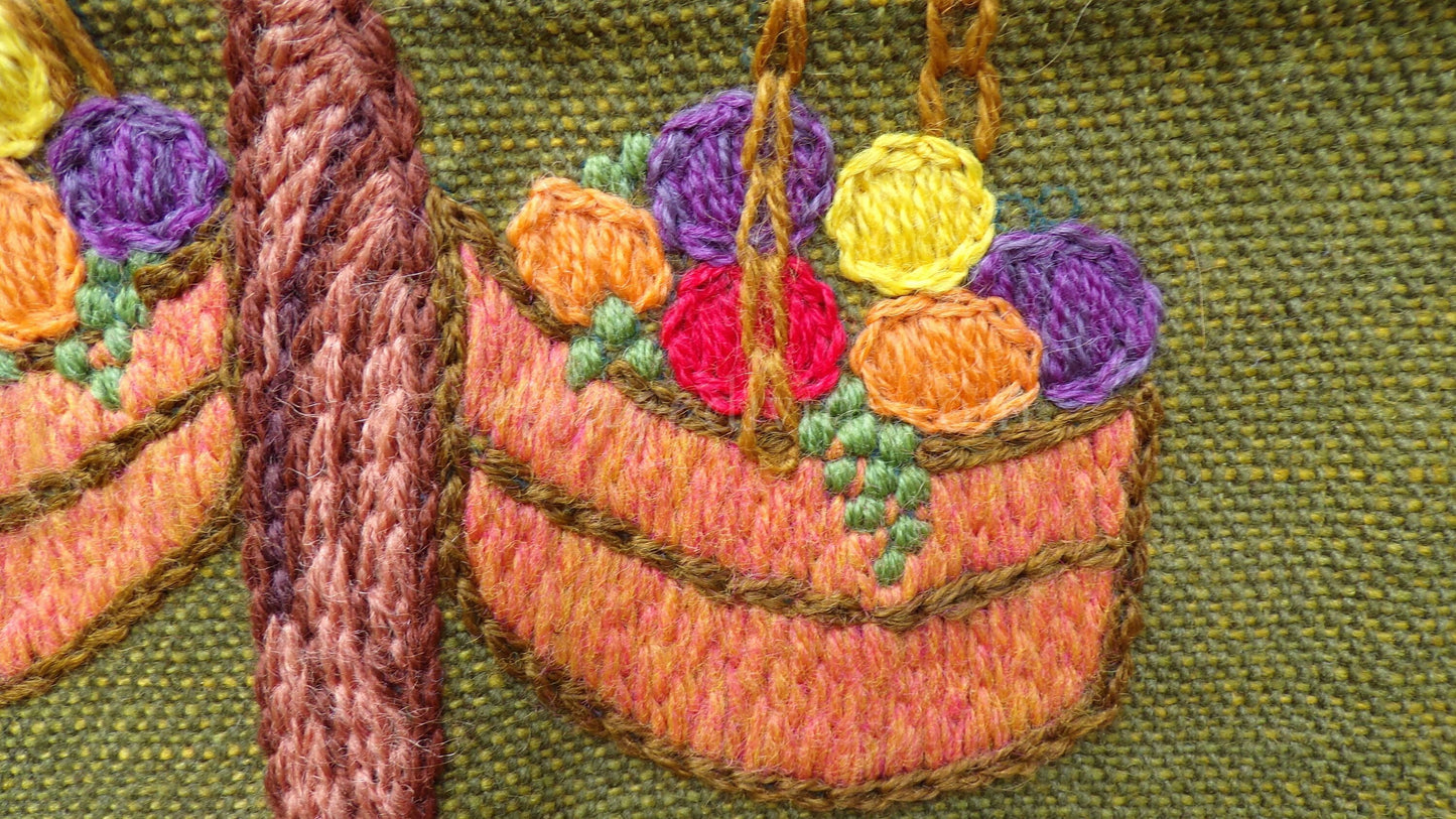 LIBRA Rare Zodiac Vintage Astrology Embroidery, Paragon Crewel Stitchery, Completed, an Original 1969 Barbara Sparre Design