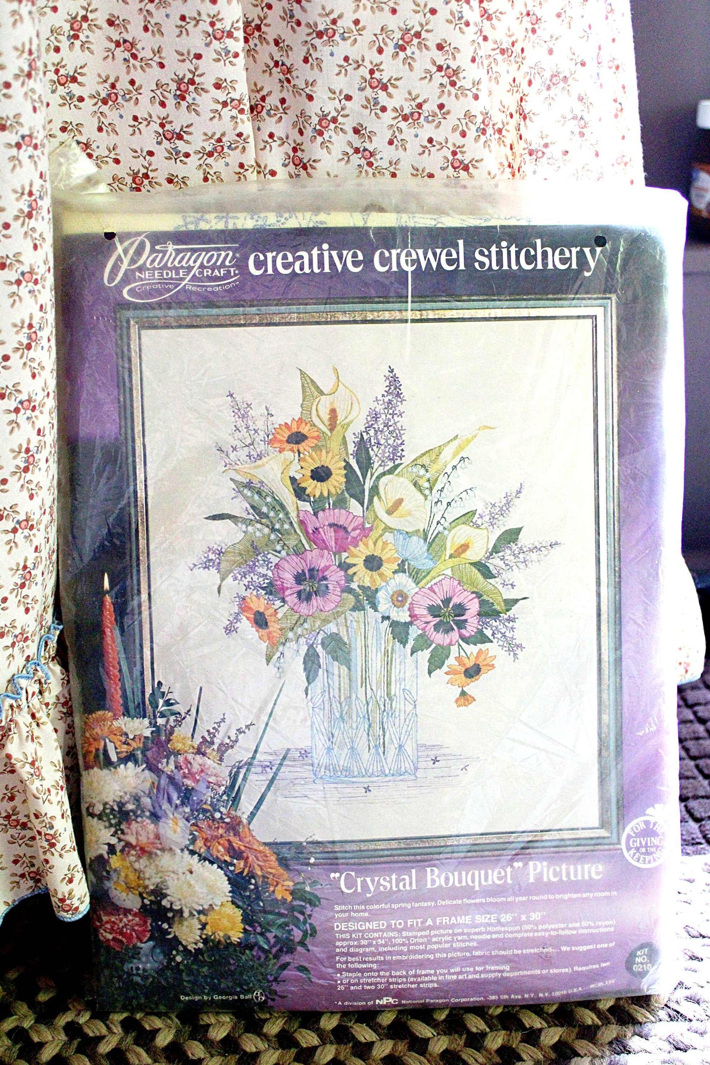 CRYSTAL BOUQUET Vintage Paragon Needlecraft CREWEL Embroidery Stitchery Kit #0210 ~ Spring Fantasy Florals, a Georgia Ball Design