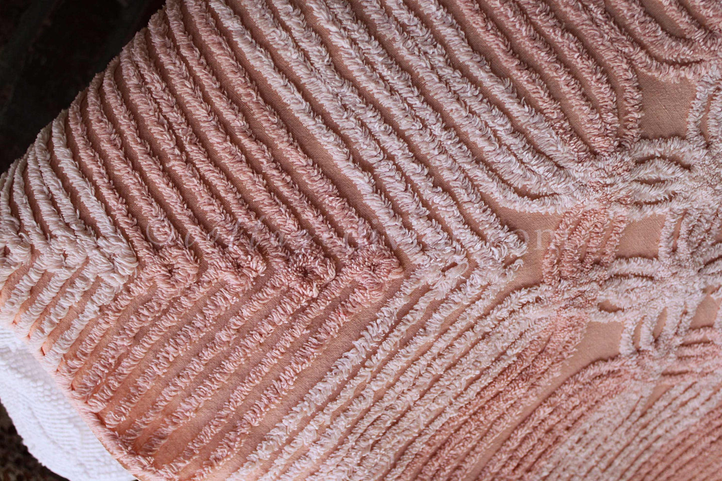 Nostalgic Cozy Tonal Pink Vintage Chenille Quilt Fabric, 23" x 24" inch Piece, Lovely in Handmade Quilts