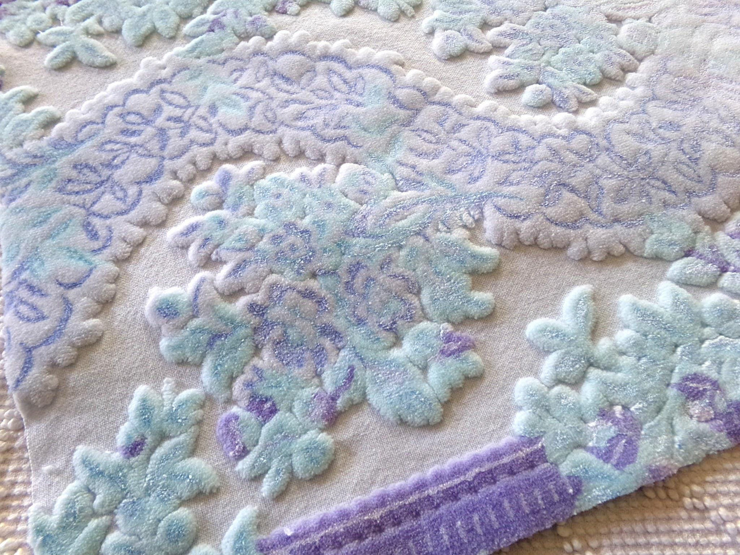 cut velvet fabric cosmic shimmer lux Bates vintage tapestry chenille material, 13" x 21" inch piece great in totes & bags
