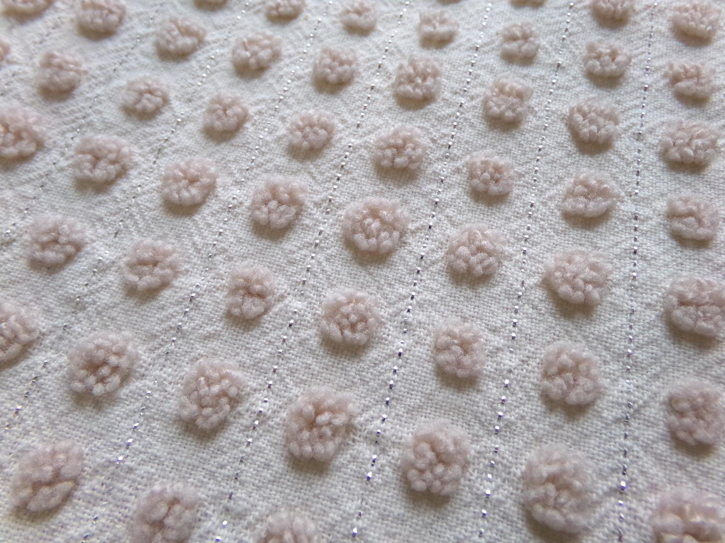 contemporary neutral chenille fabric squares, set of 4 texturized vintage large quilt blocks 12" inches ea, dots & daisies