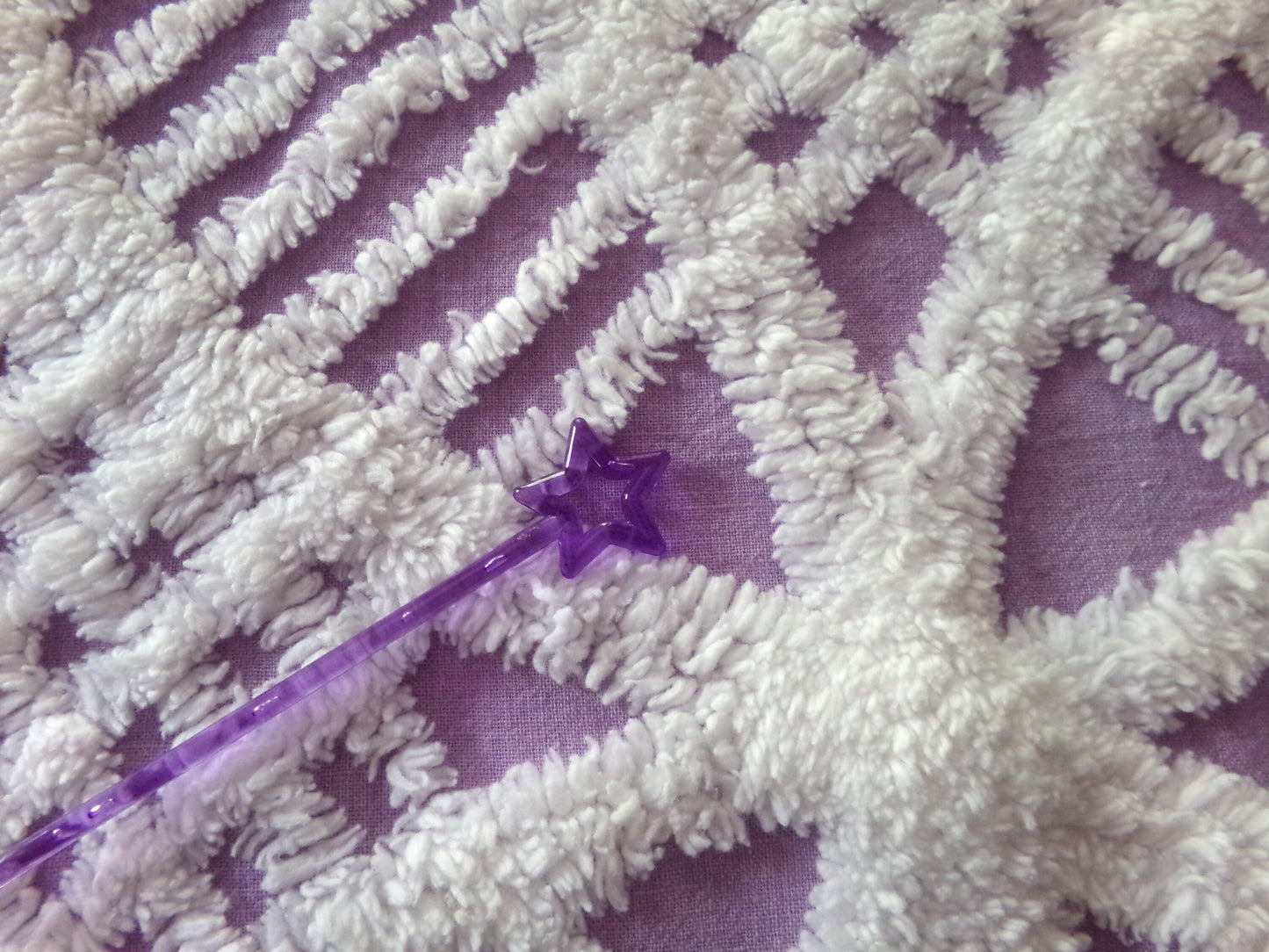 Lavender & White Vintage Chenille Fabric, 26" x 25" inch Piece, Geometric Wedding Ring Design