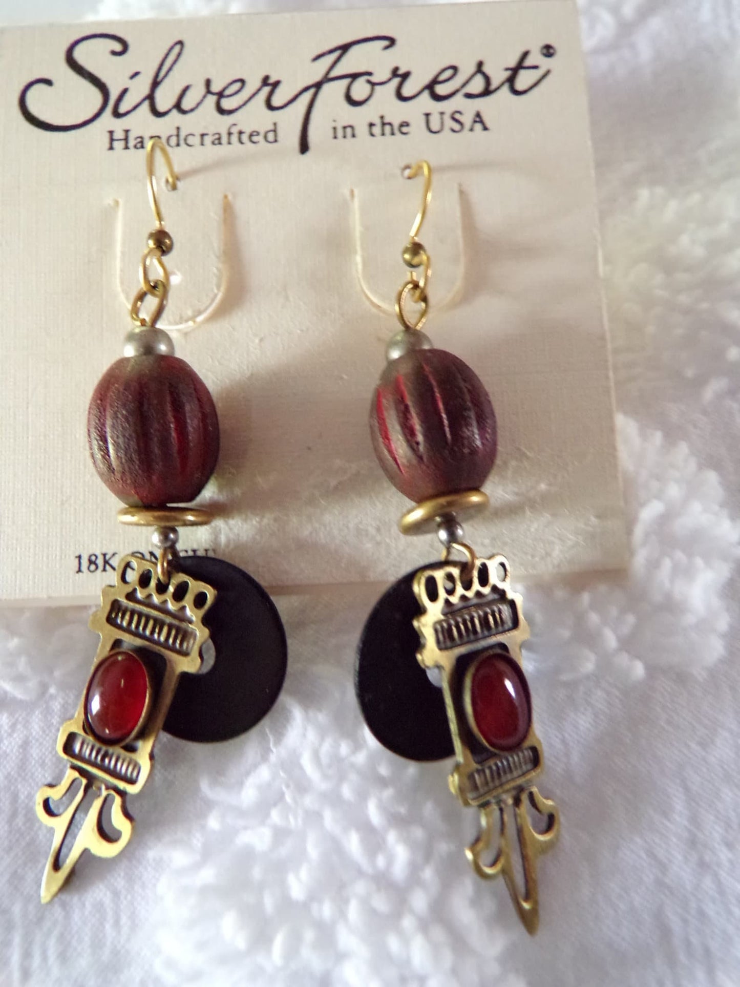 Vintage Pierced Drop Dangle Earrings Silver Forest Boho Hippie Style Jewelry