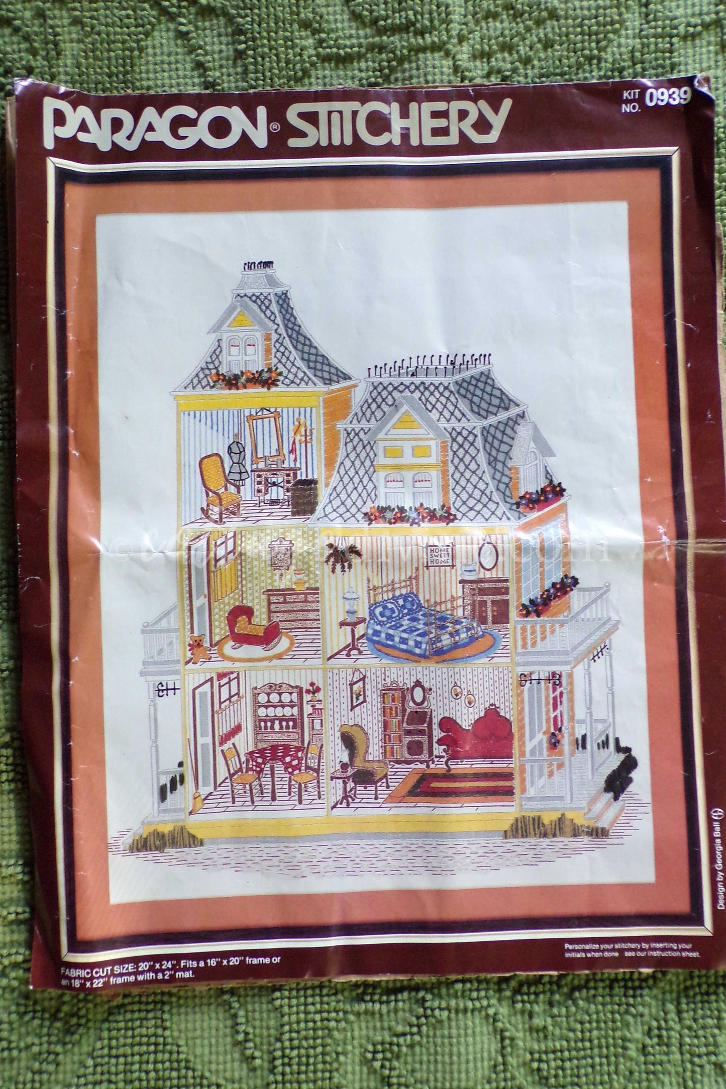 Cozy Victorian Doll House Crewel Stitchery Kit, Rare Paragon Needlecraft Vintage Embroidery 0939 Dollhouse, OPEN Pkg, Georgia Ball