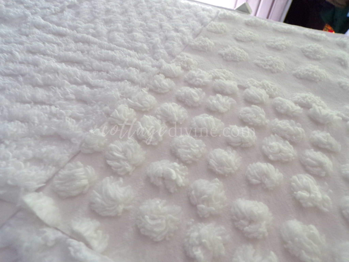 White Chenille Quilt Squares Set, "Serene Snowdrifts" from Vintage Bedspread Fabric, 16 Blocks, 6" inch