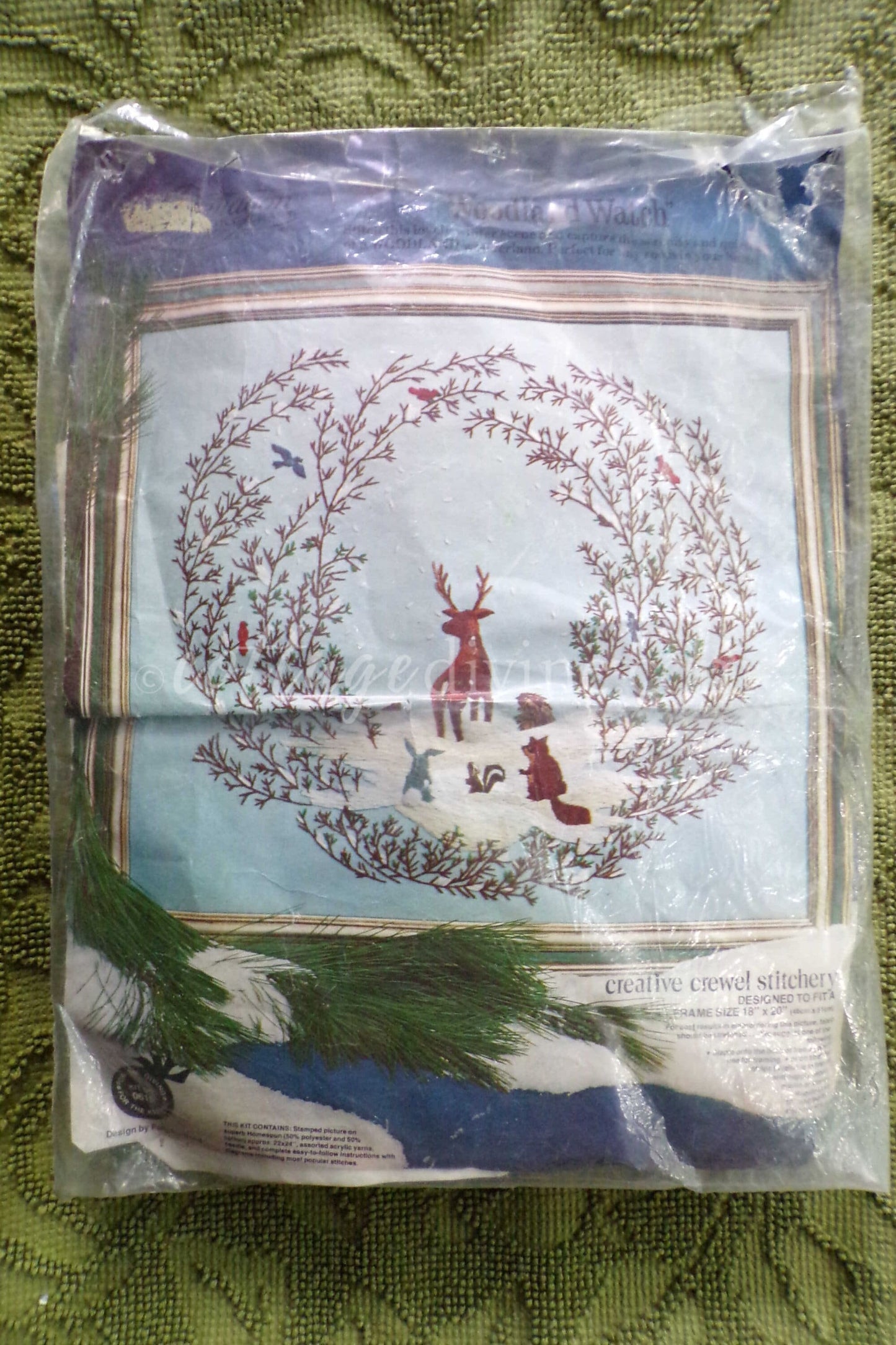 Whimsical WOODLAND WATCH Nature Crewel Stitchery Kit, Winter Wonderland, Vintage 0615 Paragon Needlecraft Embroidery by Polly Gottfried