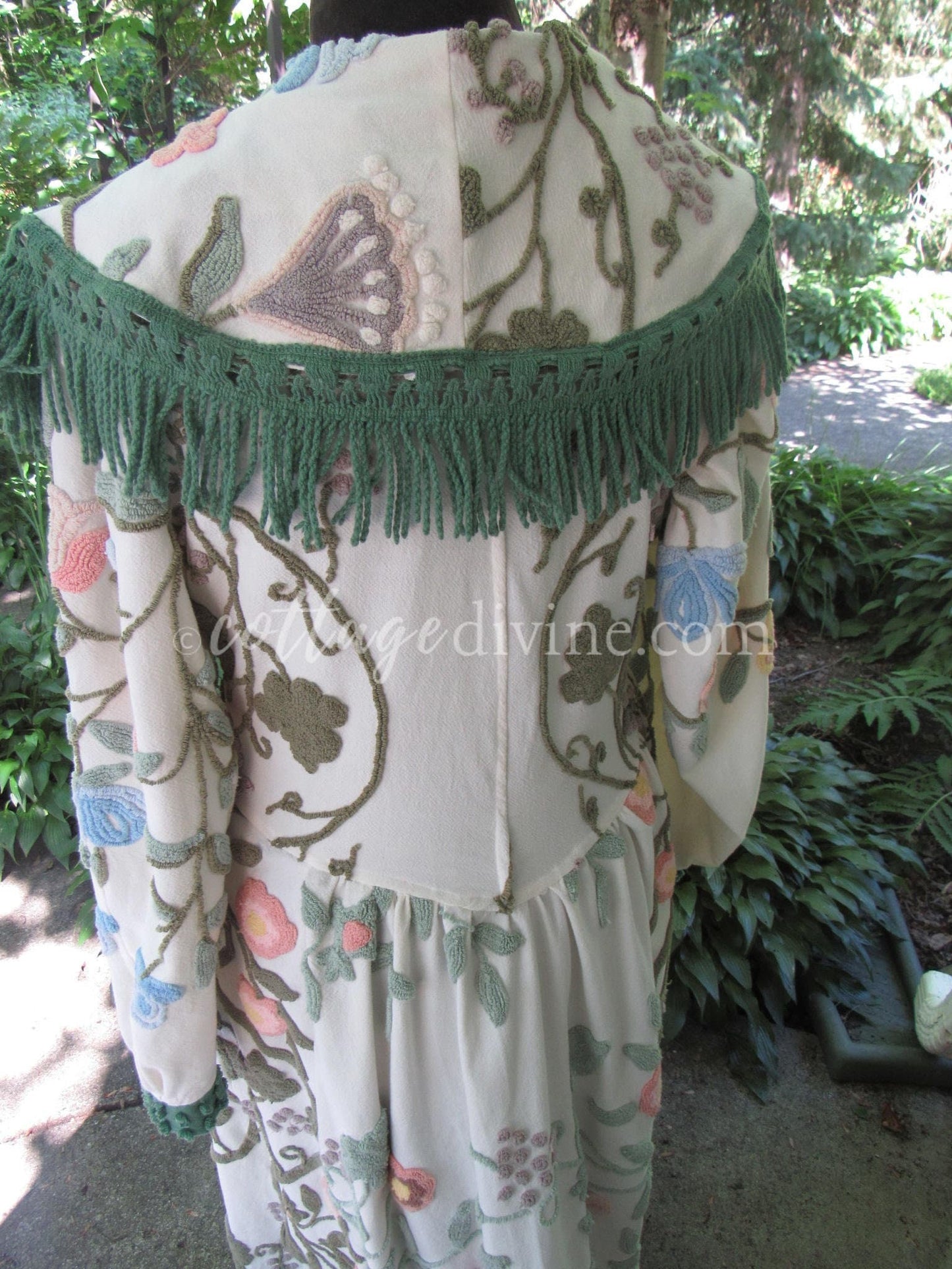 Victorian Style Distressed Chenille Robe, Designed from Shabby Vintage Chenille Bedspread Fabrics, M/L