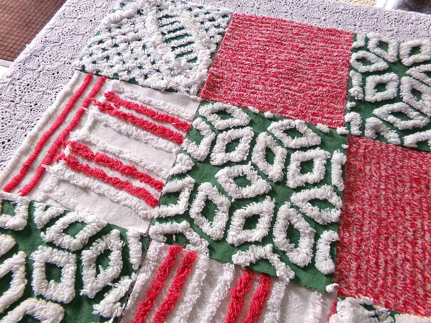 Merry Christmas Quilt Squares, Craft Square Set 17 Blocks in shades of holiday red, green & white, 6" x 6" inch for Xmas stockings, quilts