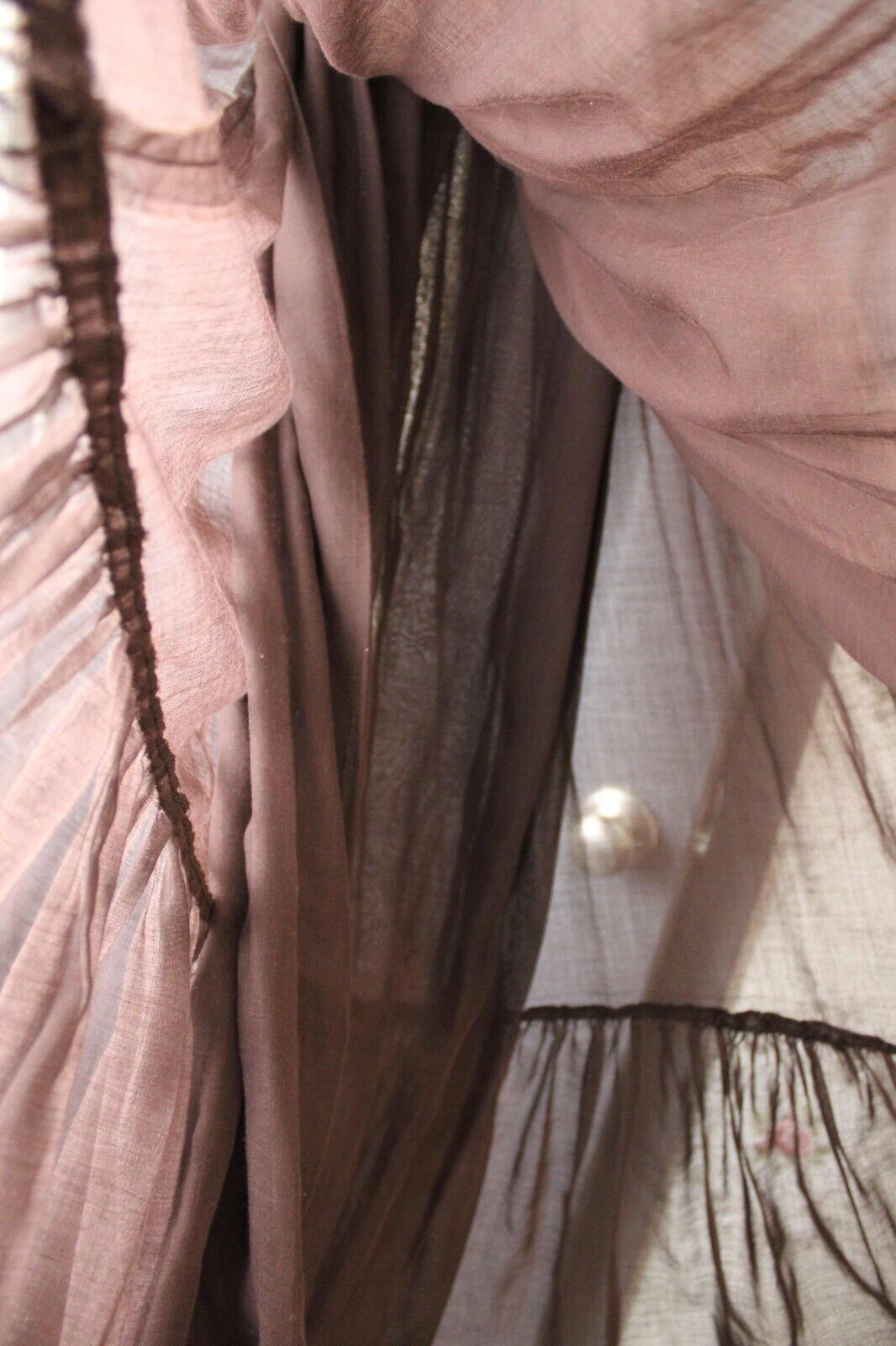 Vintage Boho Brown Prairie Dress, 1970s Long Maxi Length Gown, XS Jr Sz 11, Act I