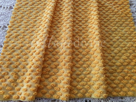 Nubby Oblong Citrus Orange Pops Vintage Chenille Fabric, 12" x 20" inch Piece, Retro 1960s, Ultra Lightweight