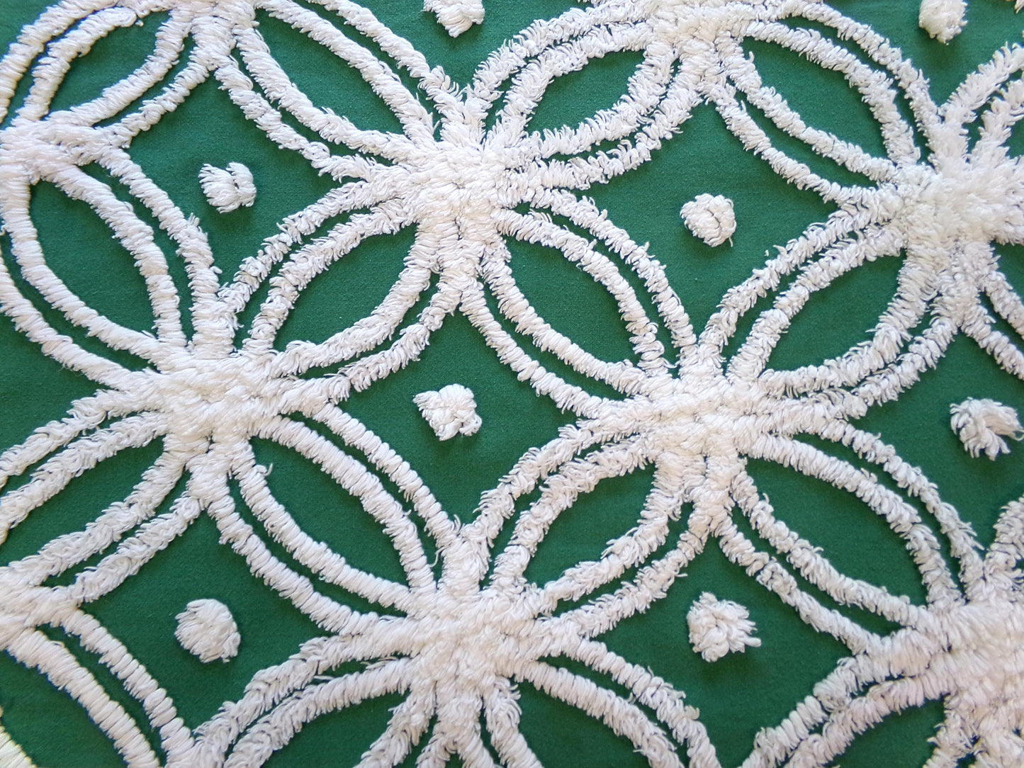 Christmas Quilt Fabric Stash Builder | Vintage Chenille Bundle for Sewing, Quilting in Red, White & Green | 2 Pieces 12" x 18" each