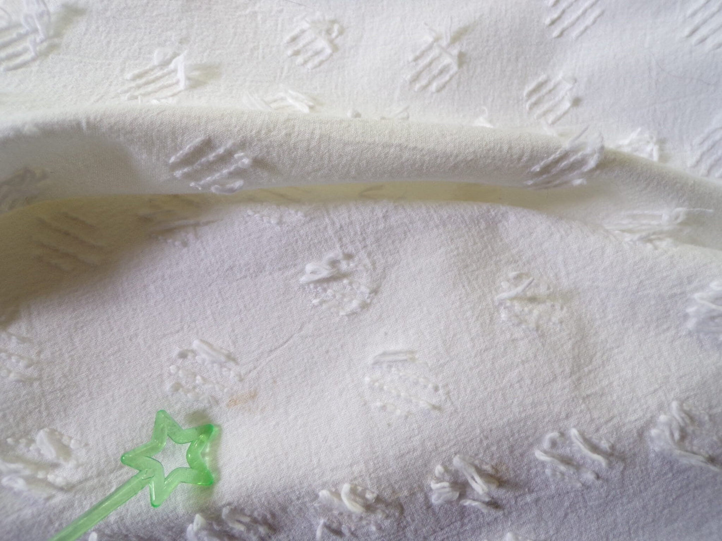 Diamond Dot Chenille Fabric, 19" x 28" inch vintage style piece, simple modern pattern for quilts & crafting
