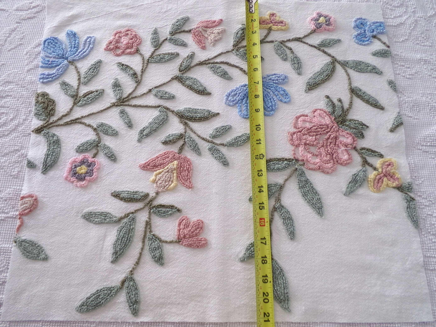 Heirloom Floral Vintage Chenille Fabric, 20" x 22" Piece, Lovely for Handmade Quilts, Pillows & Small Craft Projects