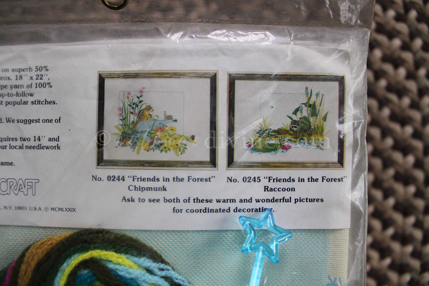 Vintage Wildlife Crewel Embroidery Kit, “Friends in the Forest...Raccoon†Paragon Needlecraft Stitchery, Kit# 0245, Design by Georgia Ball