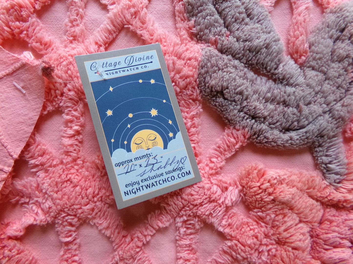 unique vintage chenille fabric panel in twinkle starburst pattern, nostalgic sewing material for quilts & pillows, 23" x 20" inch piece