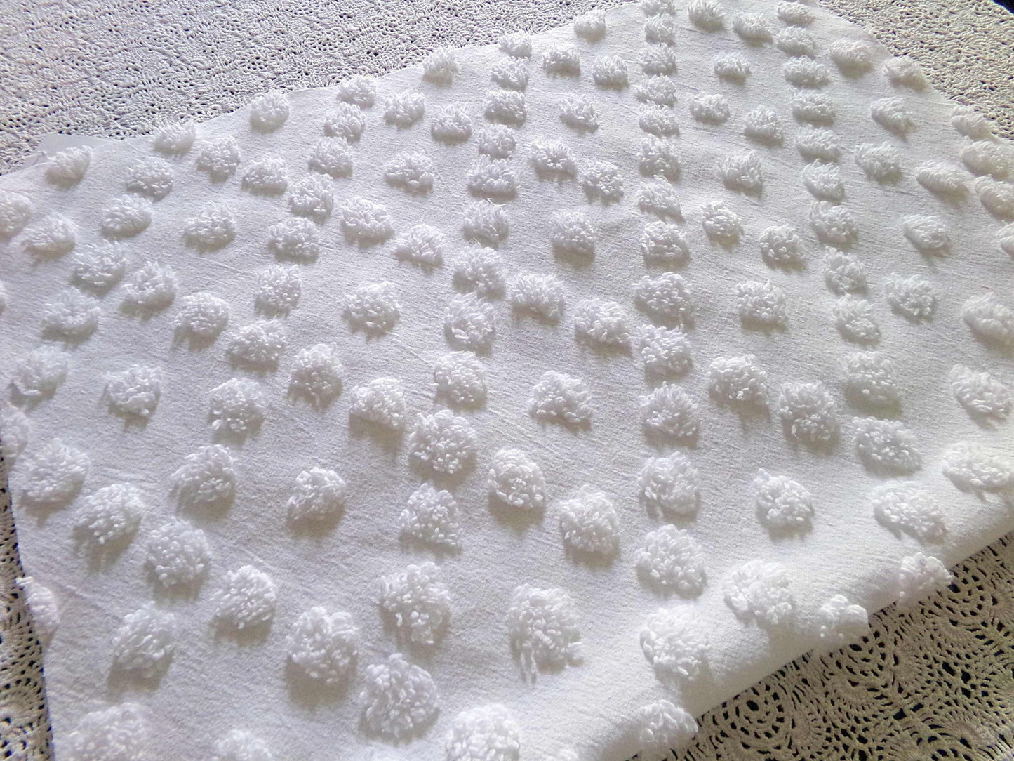 Diamond Dot Chenille Fabric, 19" x 28" inch vintage style piece, simple modern pattern for quilts & crafting