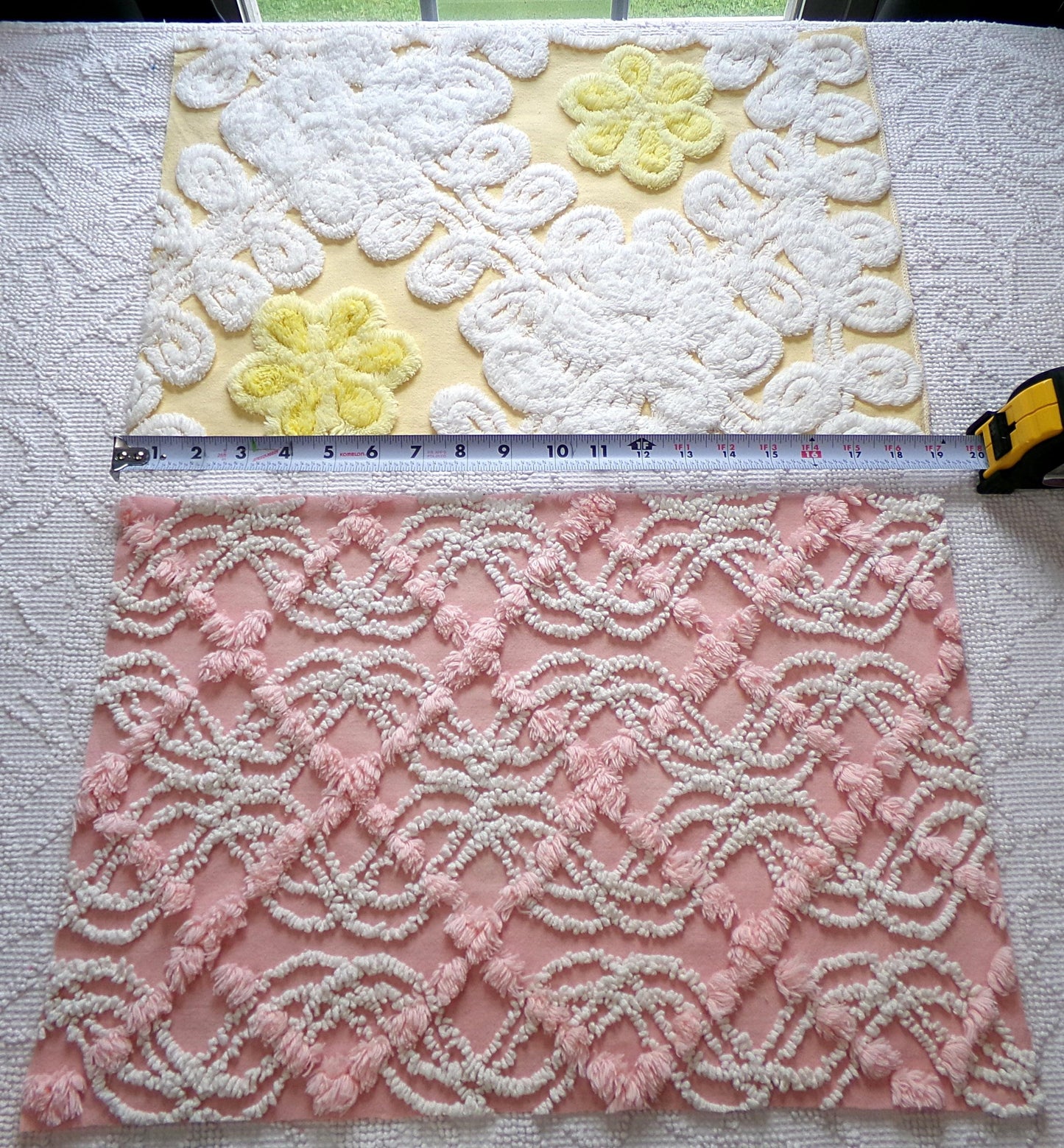 Vintage Chenille Fabric Bundle - 2 Pieces 12" x 18" each | Perfect Stash Builder for Fiber Arts & Crafting