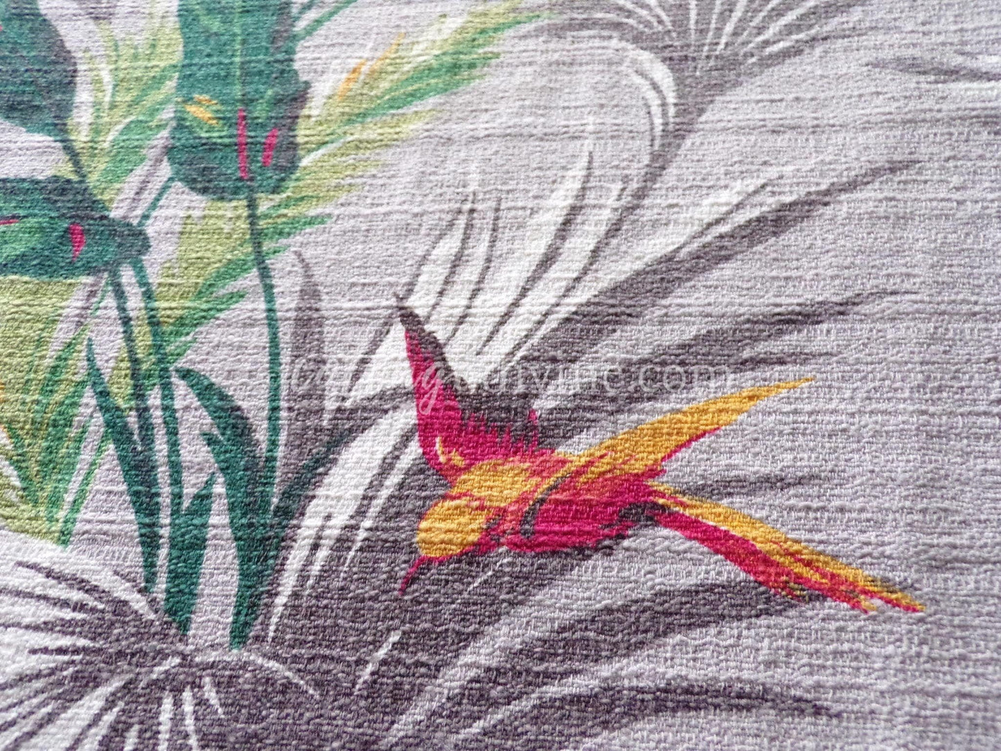 Vintage HUMMINGBIRDS in Flight Barkcloth Fabric Piece, Great Tropical Vibes, 19" x 39" inches, Ideal for DIY Pillows, Wall Art, #2
