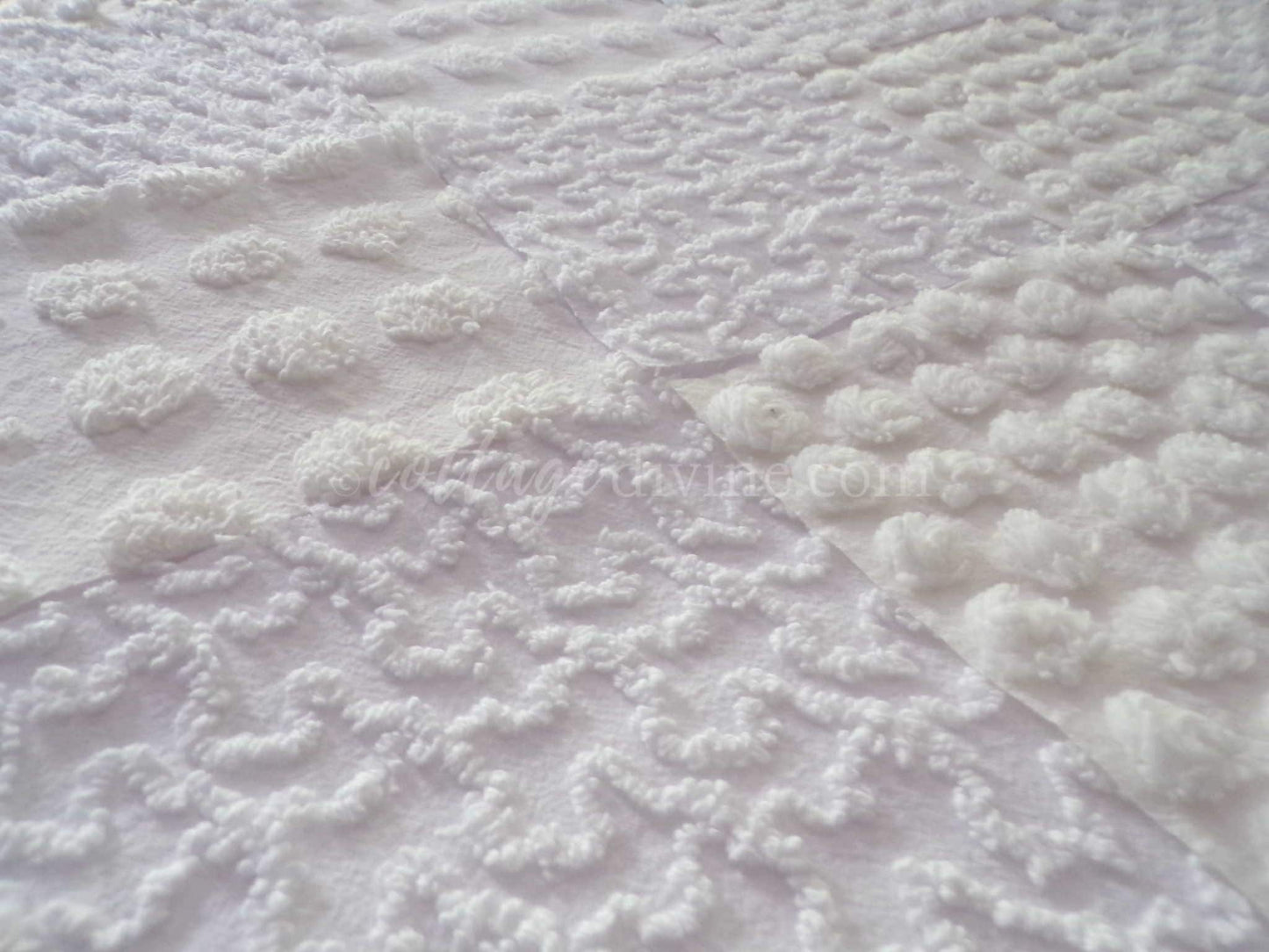 White Chenille Quilt Squares Set, "Serene Snowdrifts" from Vintage Bedspread Fabric, 16 Blocks, 6" inch