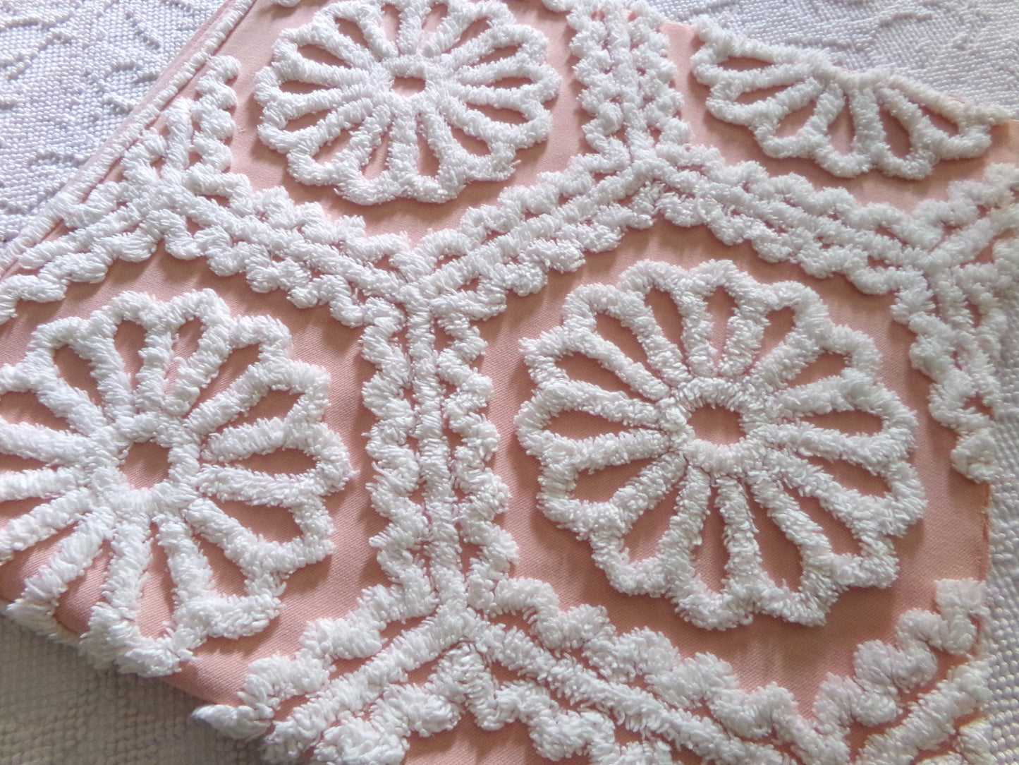 Lovely Fabric from Vintage Chenille Bedspread, 26" x 19" inch Piece, Shabby Sweet in DIY Pillows & Quilts