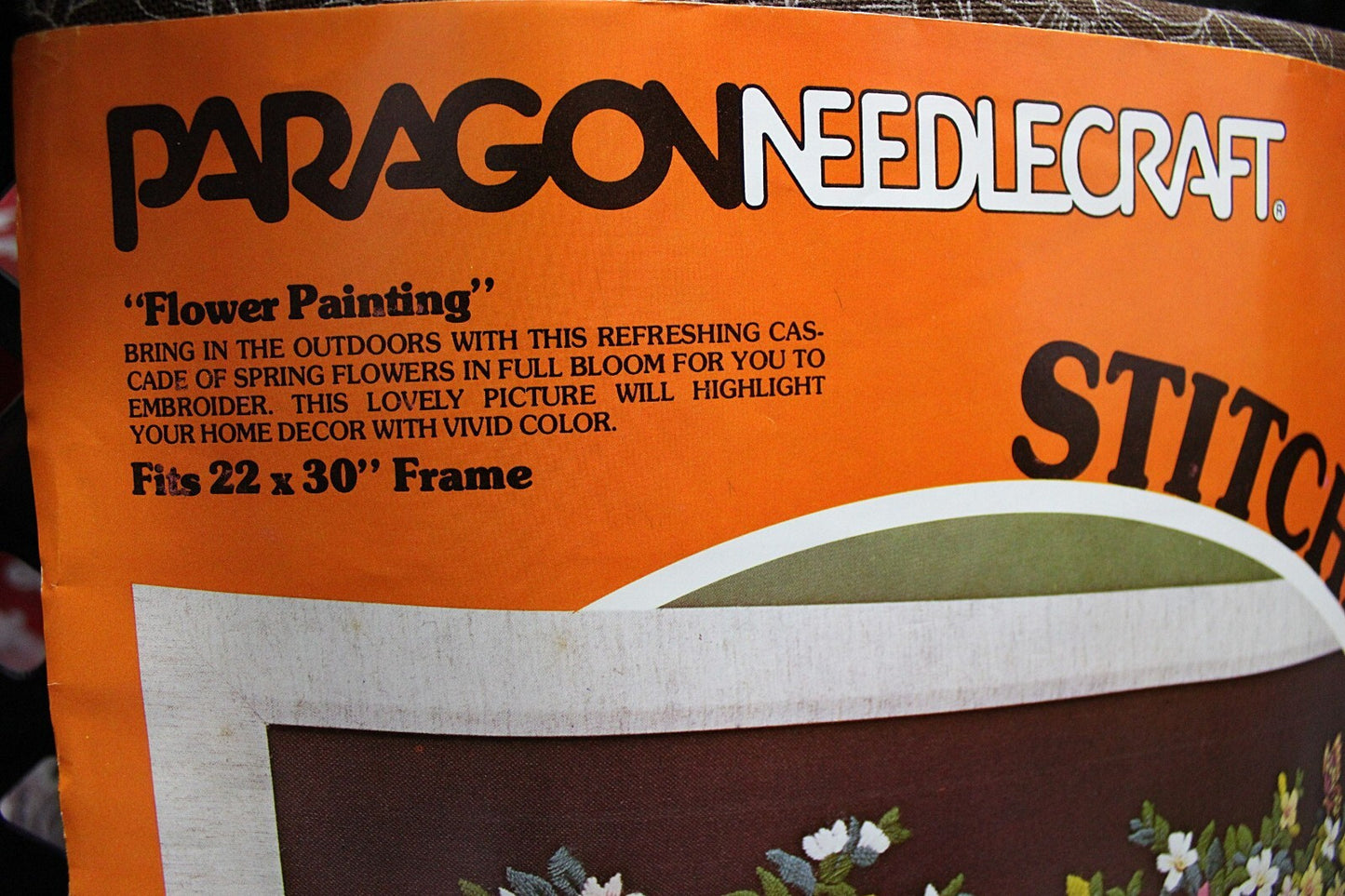 Vintage "FLOWER PAINTING" Crewel Embroidery Kit Huge Rare Paragon Stitchery 0710